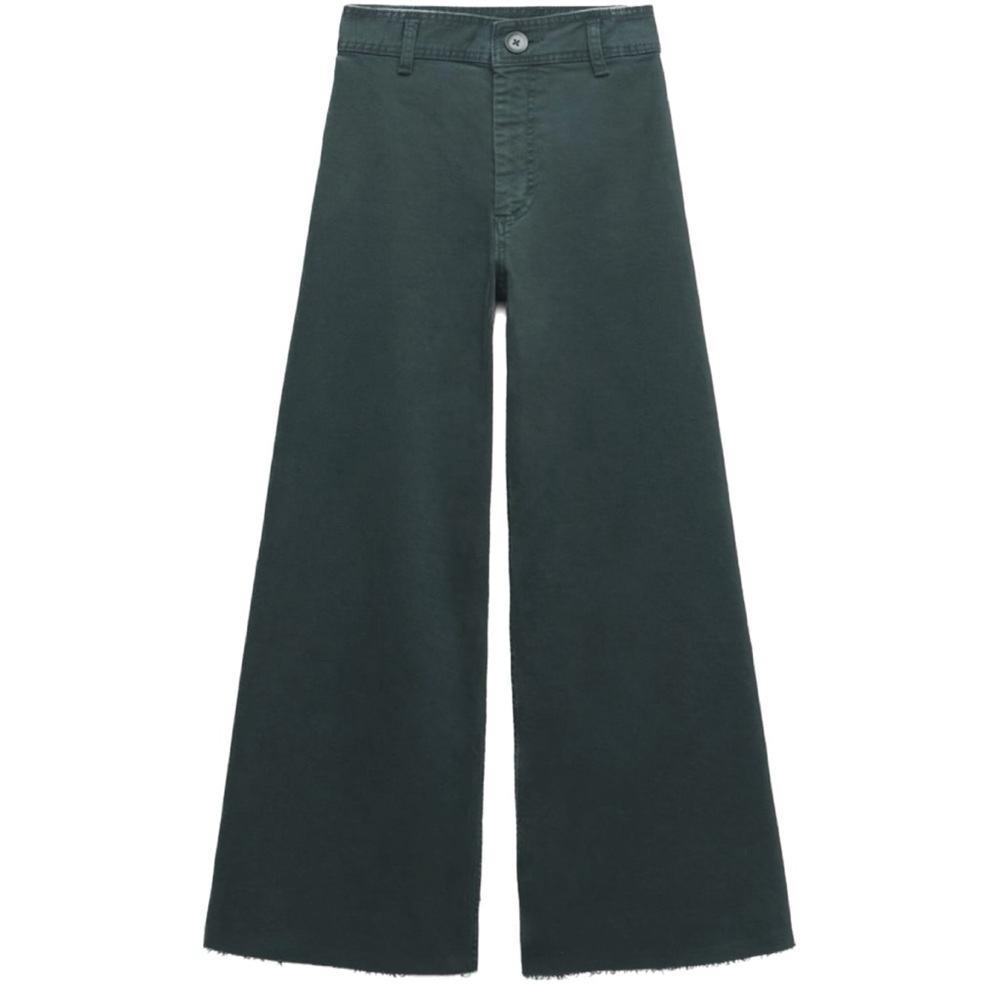 Zara Dark Green Wide Leg Jeans